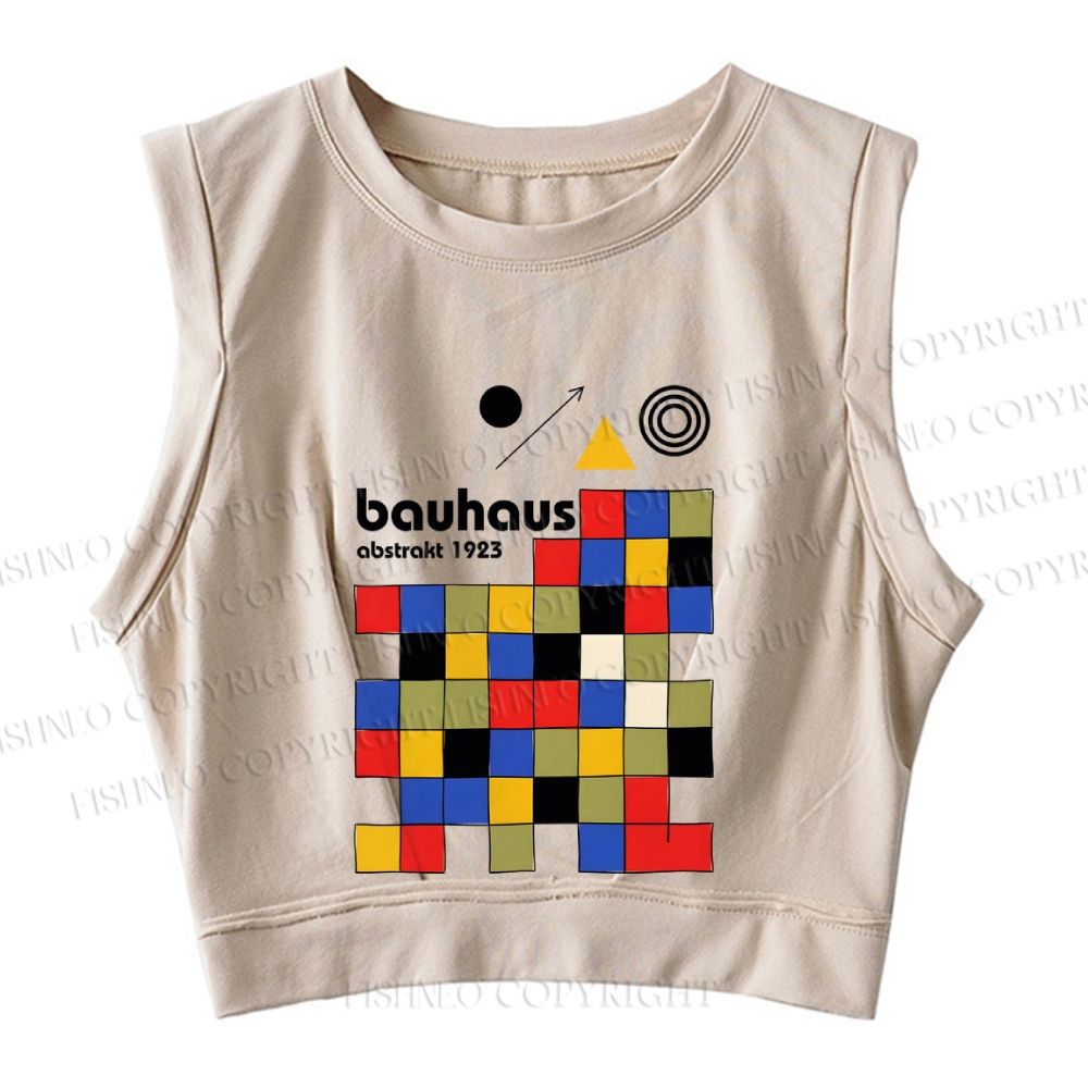 Bauhaus Colored Squares Sleeveless Crop Tops