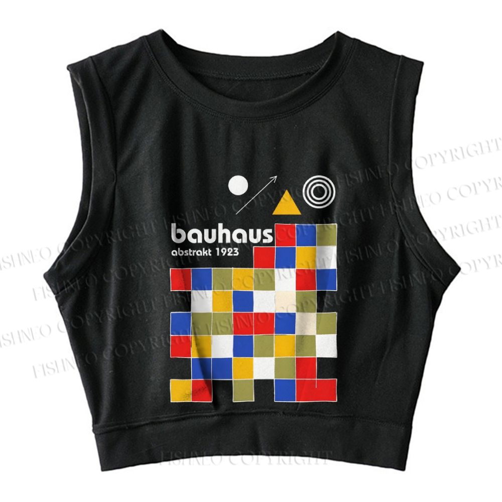 Bauhaus Colored Squares Sleeveless Crop Tops