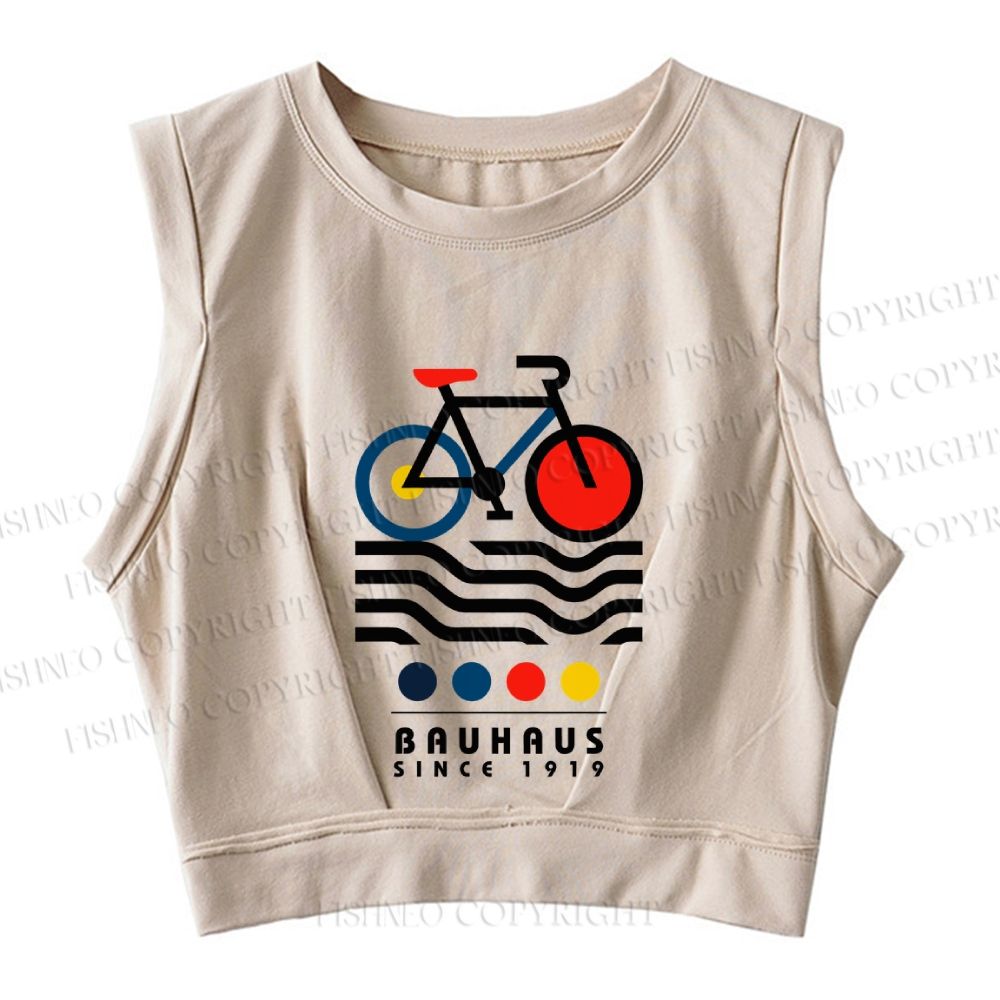 Bauhaus Bicycle Sleeveless Crop Tops