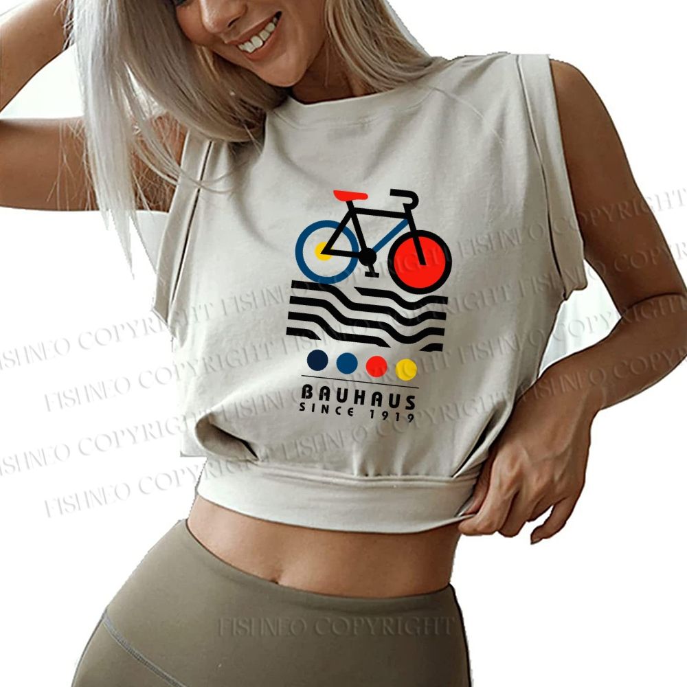 Bauhaus Bicycle Sleeveless Crop Tops