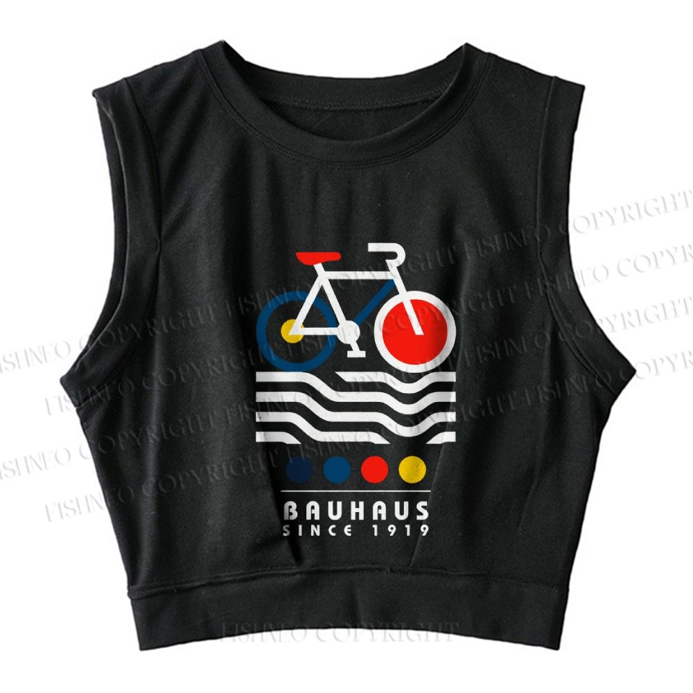Bauhaus Bicycle Sleeveless Crop Tops