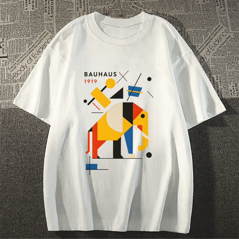 Unisex Classic Cotton Bauhaus Elephant Printed T-shirt