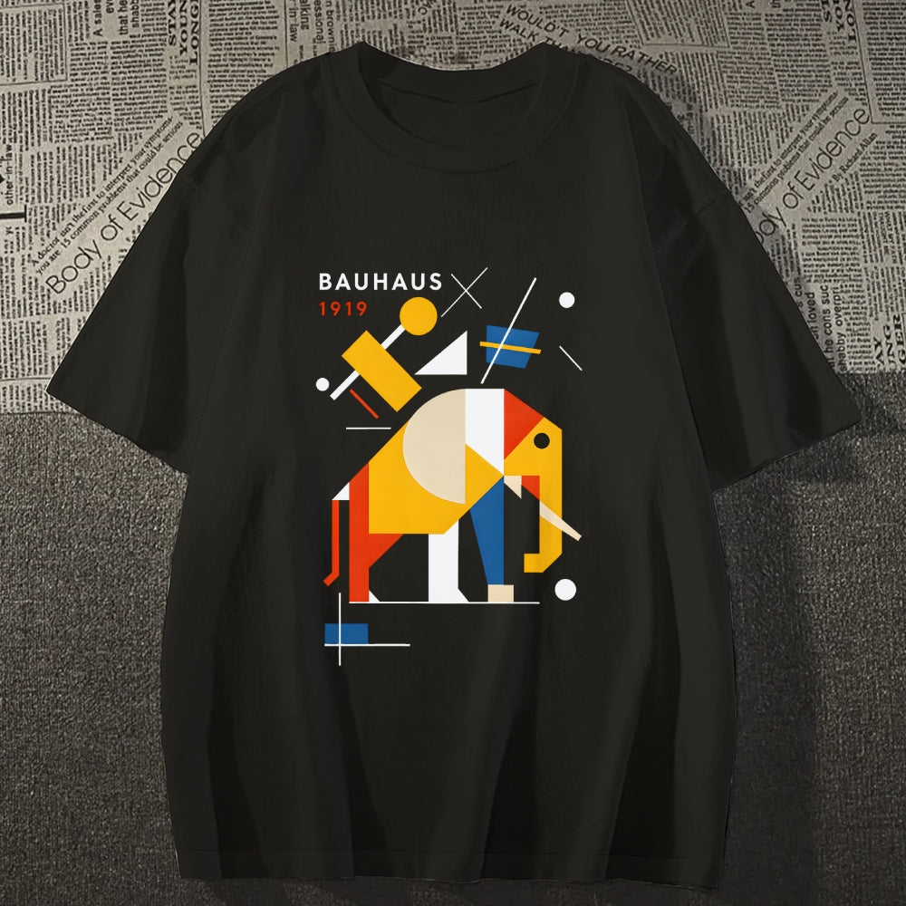 Unisex Classic Cotton Bauhaus Elephant Printed T-shirt