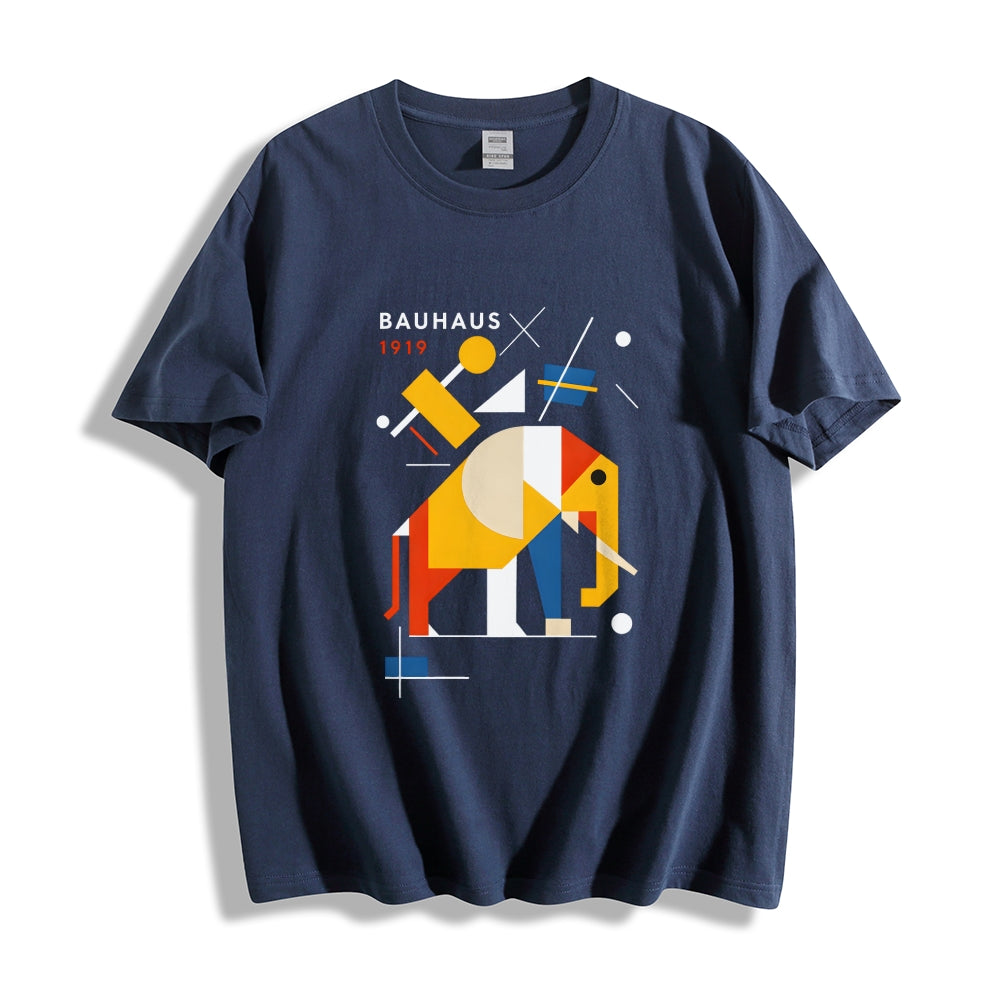 Unisex Classic Cotton Bauhaus Elephant Printed T-shirt