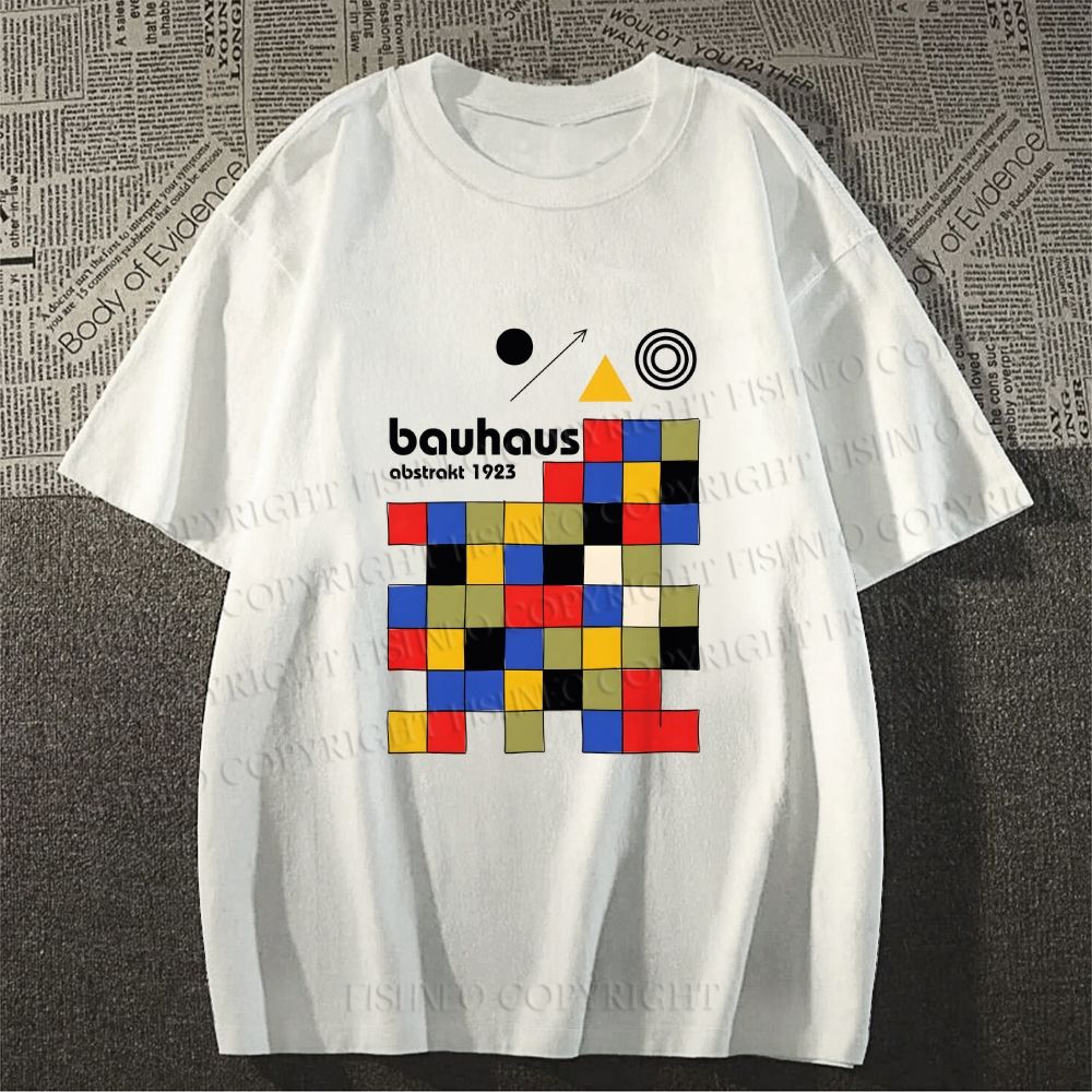Unisex Classic Cotton Bauhaus Colored Squares Printed T-shirt