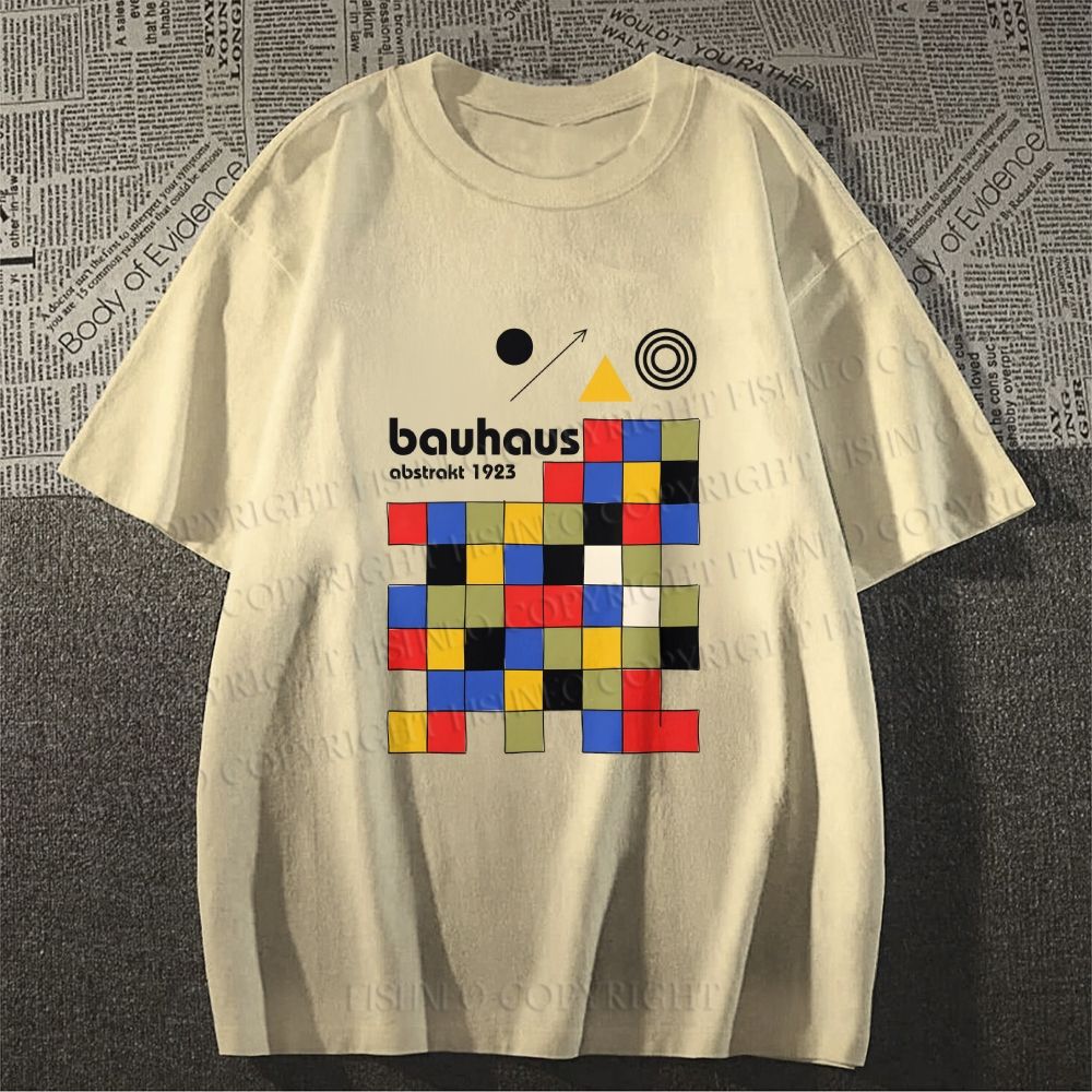 Unisex Classic Cotton Bauhaus Colored Squares Printed T-shirt