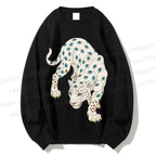 Unisex White Panther With Eyes Printed Sweatshirt