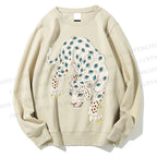 Unisex White Panther With Eyes Printed Sweatshirt