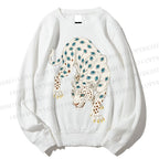 Unisex White Panther With Eyes Printed Sweatshirt