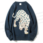 Unisex White Panther With Eyes Printed Sweatshirt