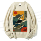 Unisex Sunrise Sea Turtles Printed Sweatshirt