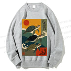 Unisex Sunrise Sea Turtles Printed Sweatshirt