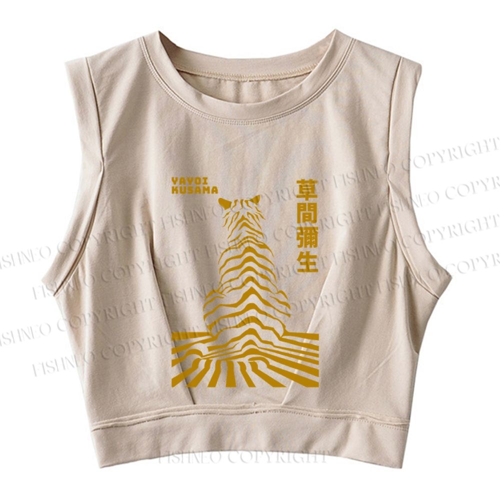 Japanese Yayoi Kusama Panther Sleeveless Crop Tops