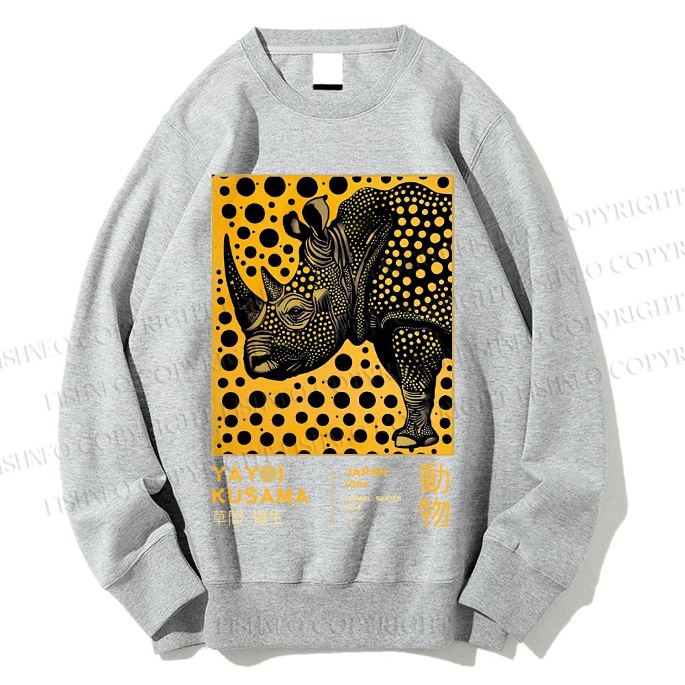 Unisex Japanese Rhinoceros Yayoi Kusama Printed Sweatshirt