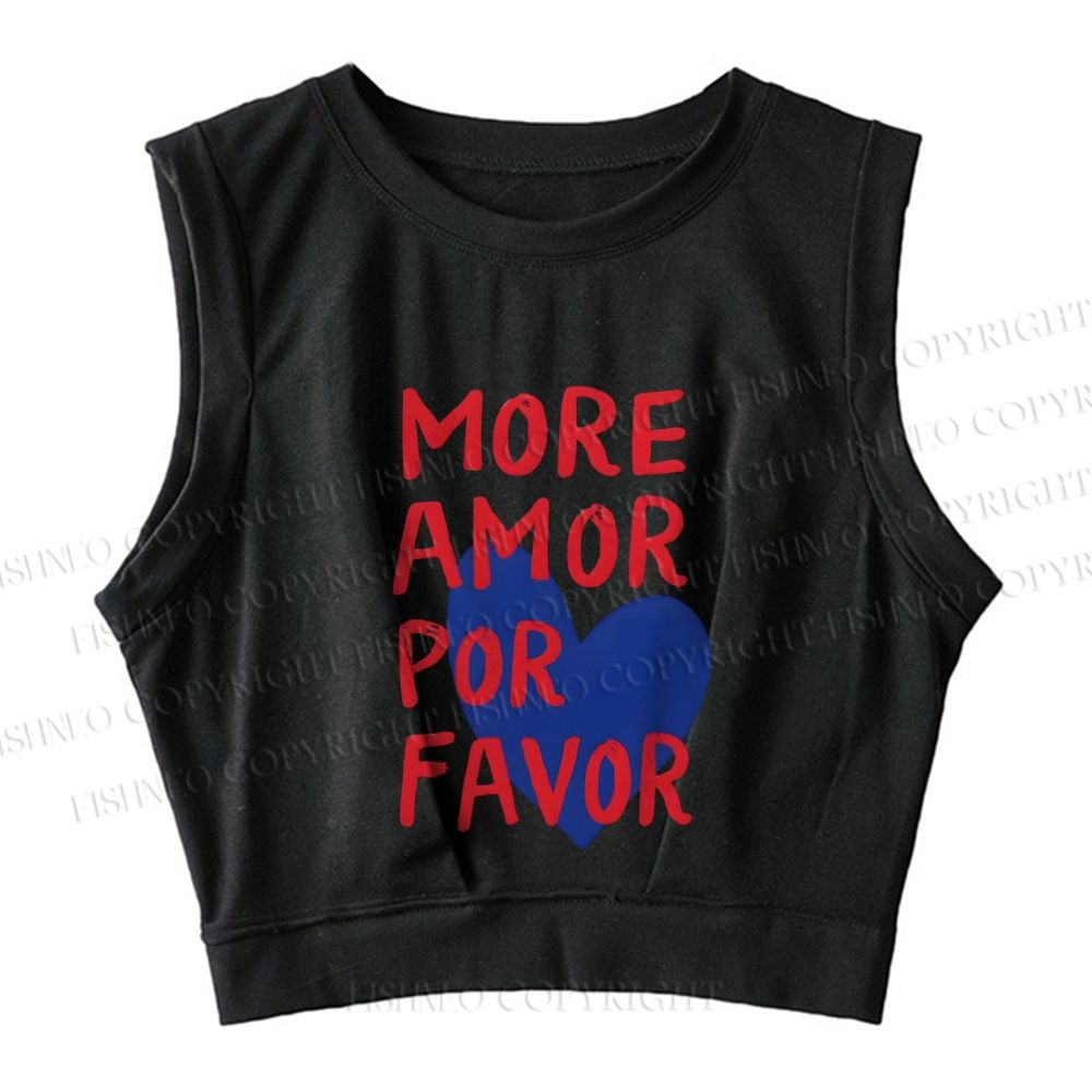 More Amor Por Favor Sleeveless Crop Tops