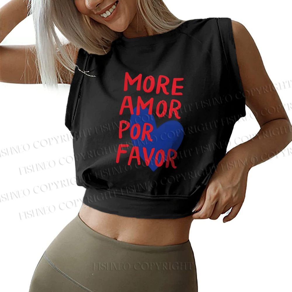 More Amor Por Favor Sleeveless Crop Tops