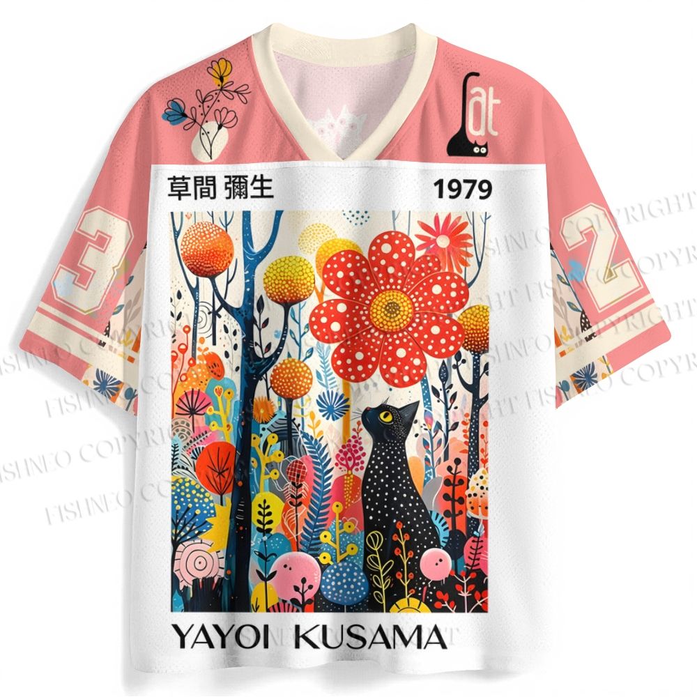 Yayoi Kusama Black Cat Printed Jersey Shirts