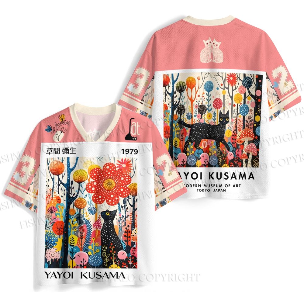 Yayoi Kusama Black Cat Printed Jersey Shirts