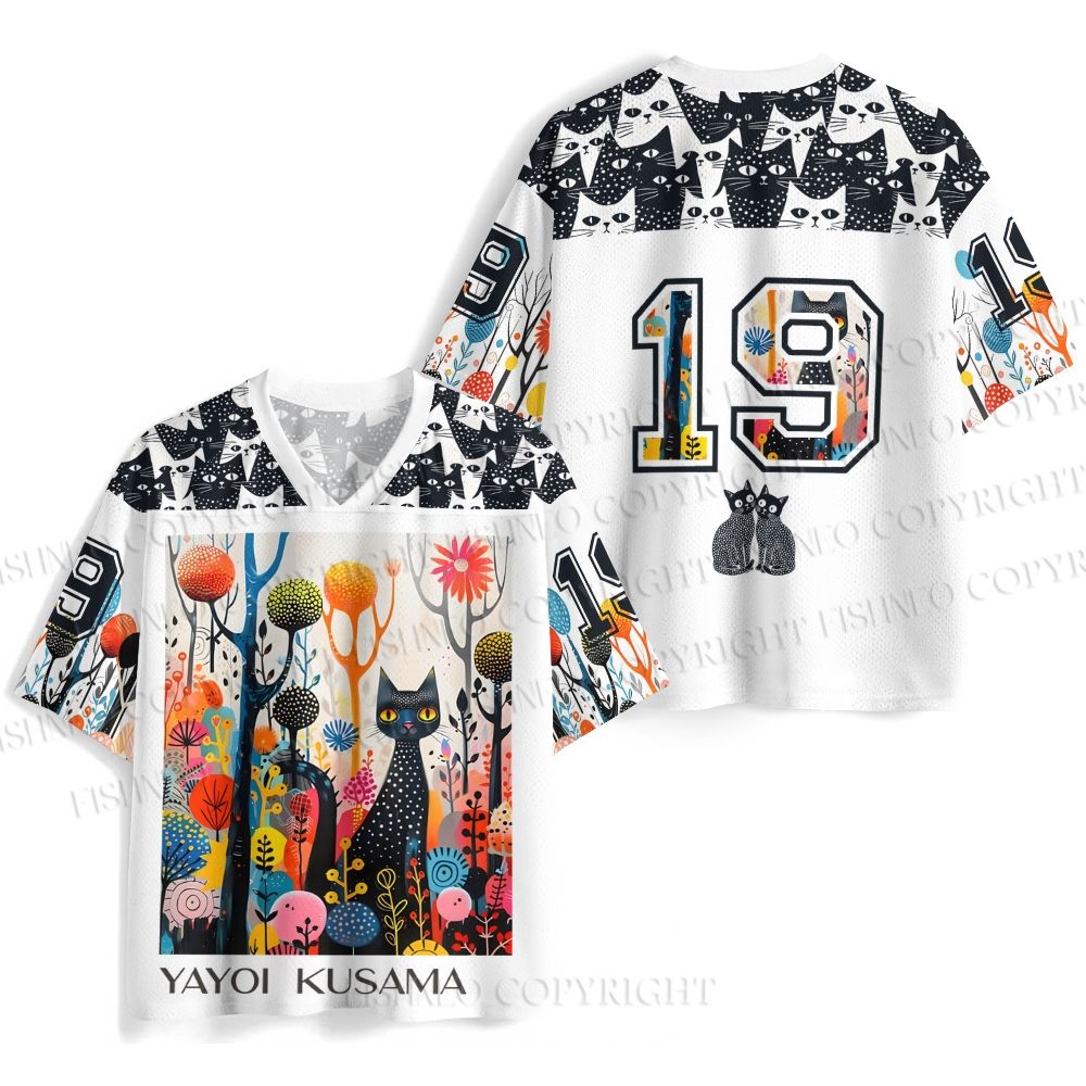 Yayoi Kusama Black Cat Printed Jersey Shirts