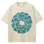Circle Fishes Unisex Vintage Washed Tee