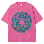 Circle Fishes Unisex Vintage Washed Tee