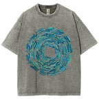Circle Fishes Unisex Vintage Washed Tee