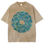 Circle Fishes Unisex Vintage Washed Tee