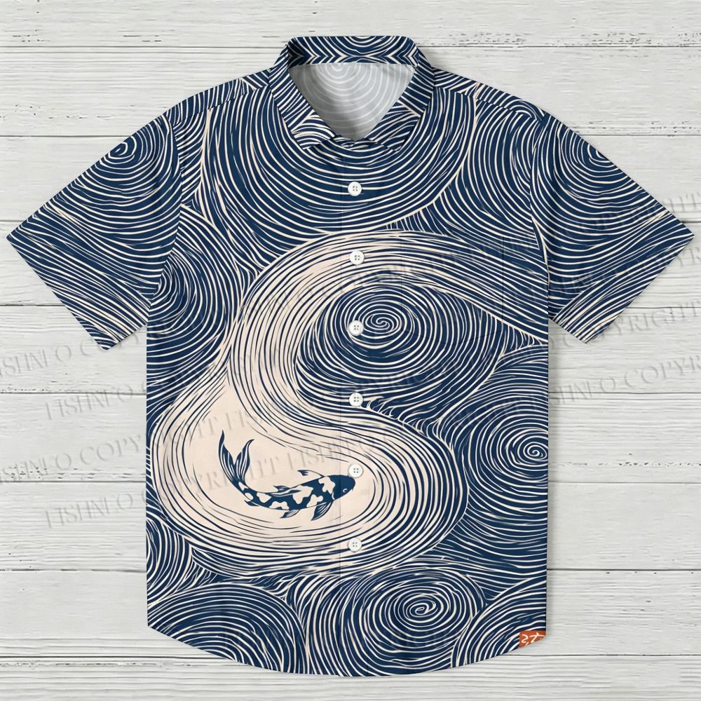Japanese Koi Fish Wave Hawaiian Shirt
