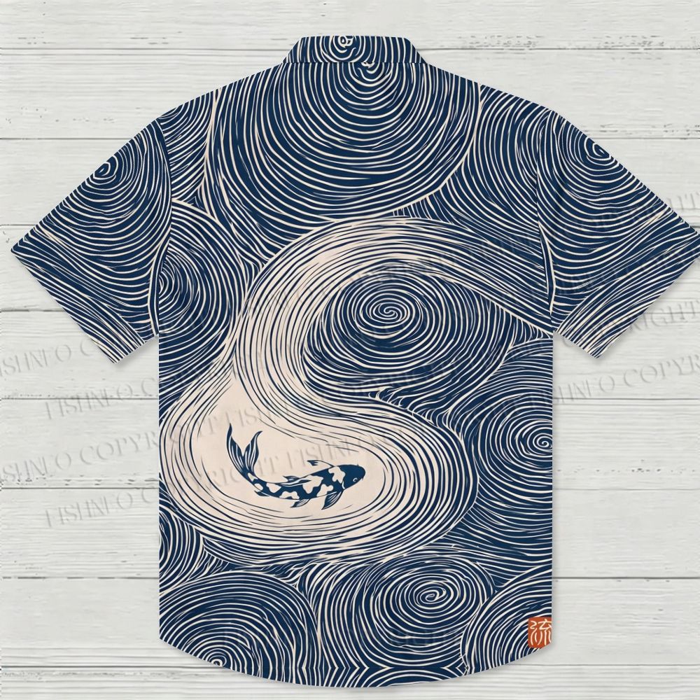 Japanese Koi Fish Wave Hawaiian Shirt