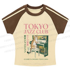 Tokyo Jazz Club Stripe Raglan Baby Tee