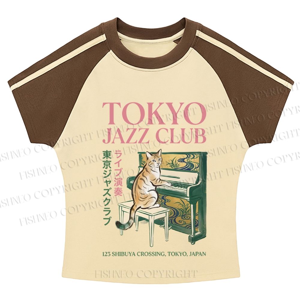 Tokyo Jazz Club Stripe Raglan Baby Tee
