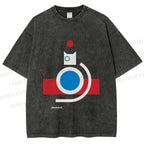 Unisex Bauhaus Cat Printed Washed Tee