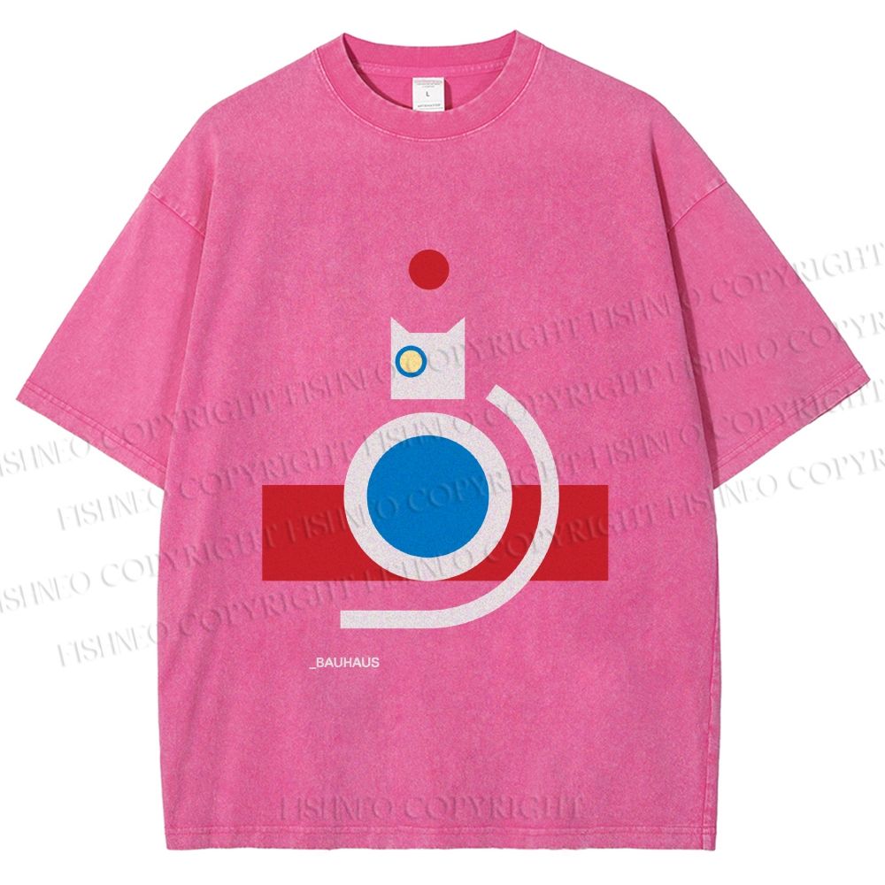 Unisex Bauhaus Cat Printed Washed Tee