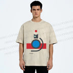 Unisex Bauhaus Cat Printed Washed Tee