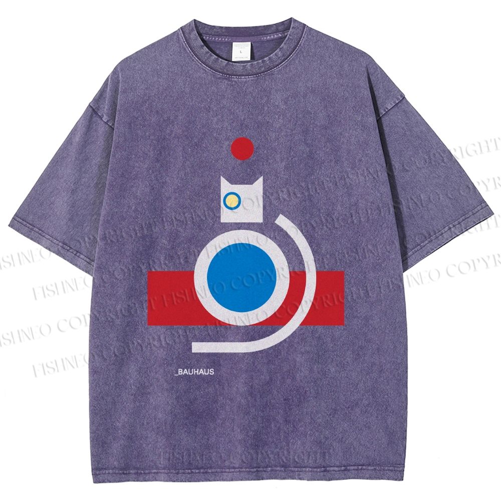 Unisex Bauhaus Cat Printed Washed Tee