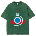 Unisex Bauhaus Cat Printed Washed Tee