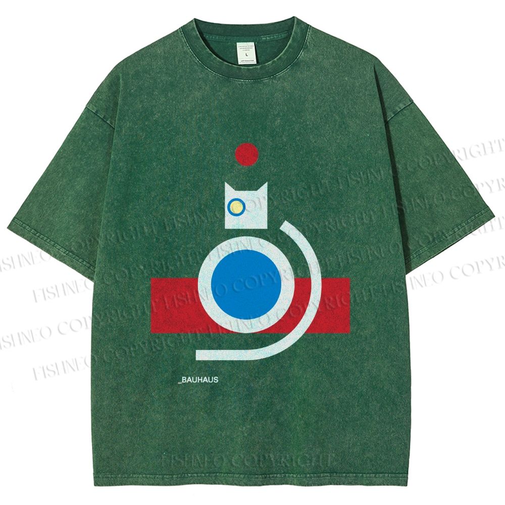 Unisex Bauhaus Cat Printed Washed Tee