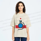 Unisex Bauhaus Cat Printed Washed Tee