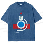 Unisex Bauhaus Cat Printed Washed Tee