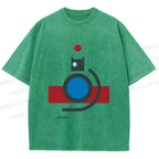 Unisex Bauhaus Cat Printed Washed Tee