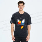 Unisex Bauhaus Geometric Cat Printed Washed Tee