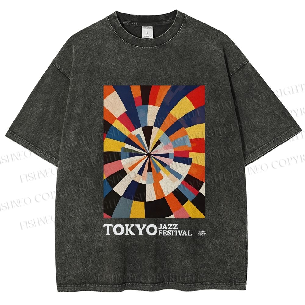 Unisex Tokyo Jazz Festival 1977 Printed Washed Tee