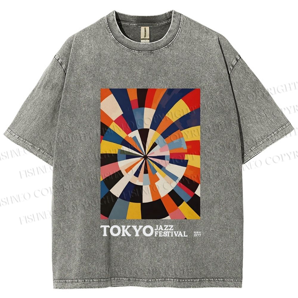 Unisex Tokyo Jazz Festival 1977 Printed Washed Tee