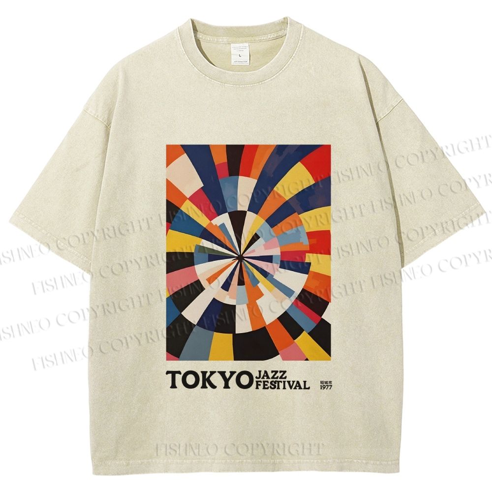 Unisex Tokyo Jazz Festival 1977 Printed Washed Tee