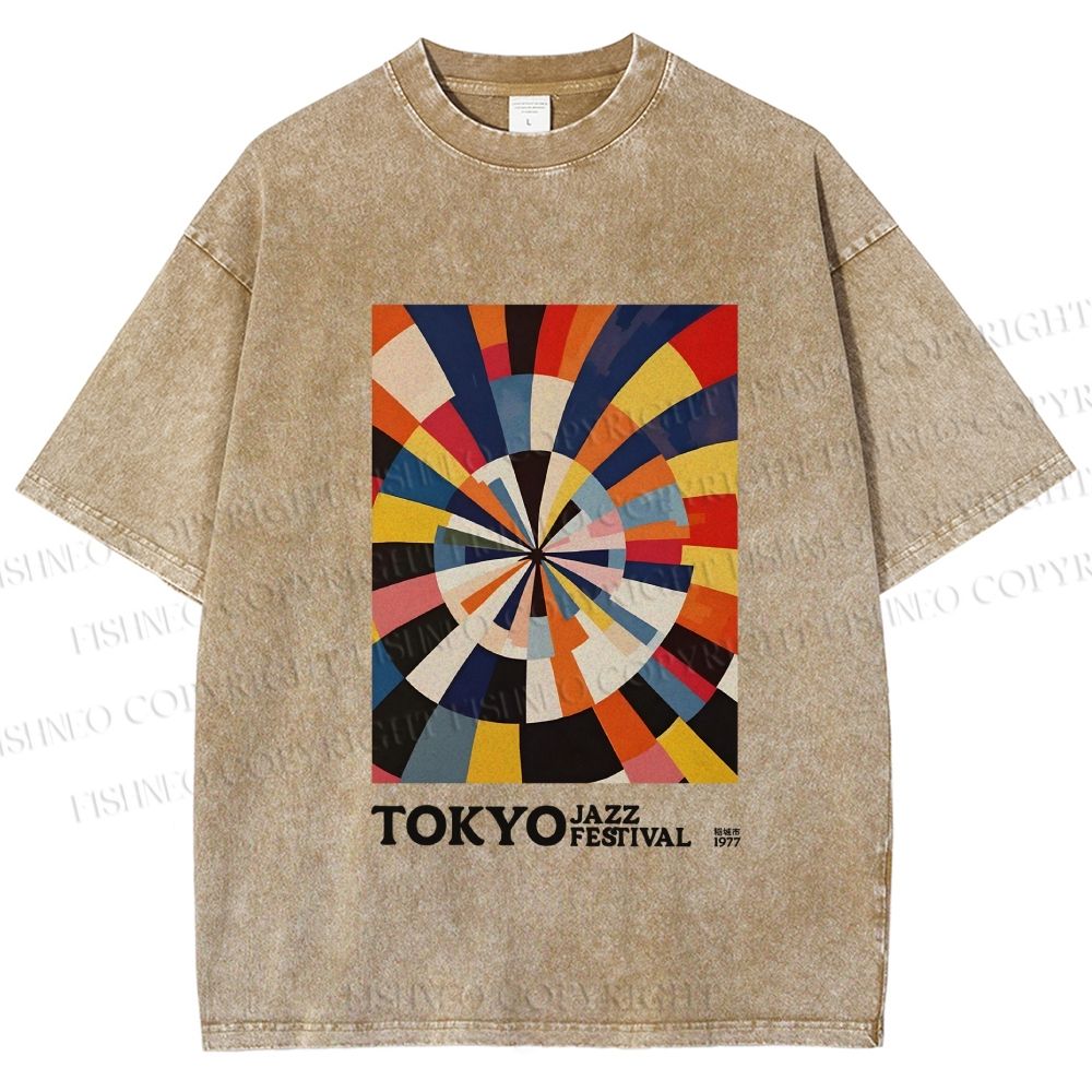 Unisex Tokyo Jazz Festival 1977 Printed Washed Tee