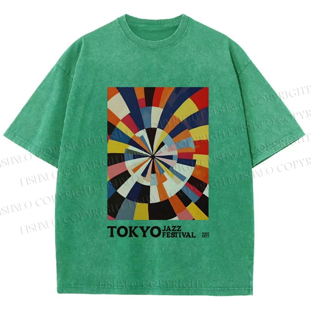 Unisex Tokyo Jazz Festival 1977 Printed Washed Tee