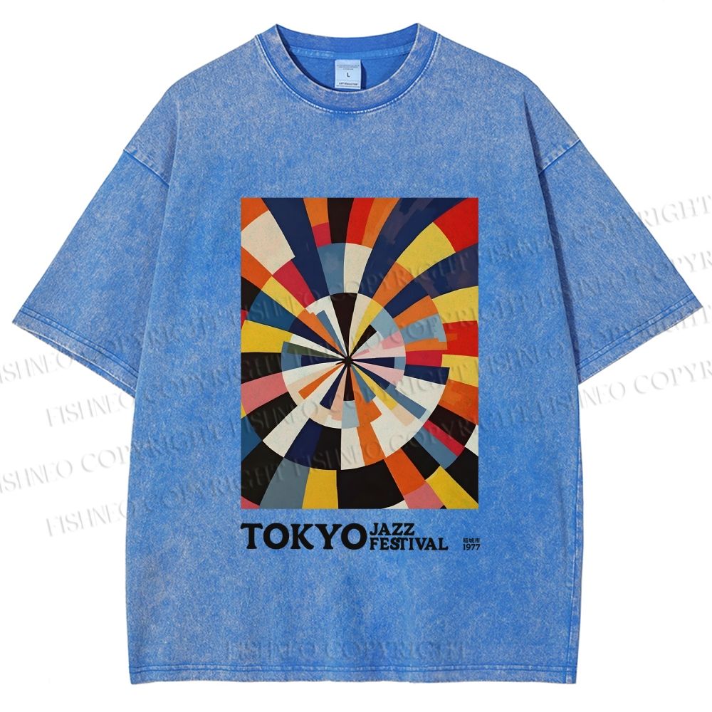 Unisex Tokyo Jazz Festival 1977 Printed Washed Tee