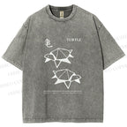 Unisex Origami Turtle Japanese Art Printed Washed Tee