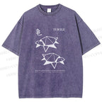 Unisex Origami Turtle Japanese Art Printed Washed Tee