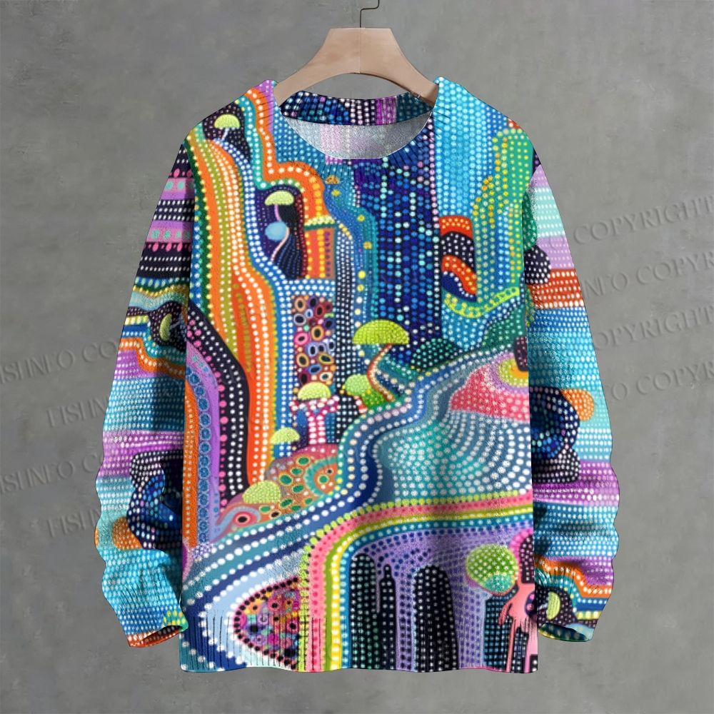Yayoi Kusama Mushroom Art Crew Neck Sweater